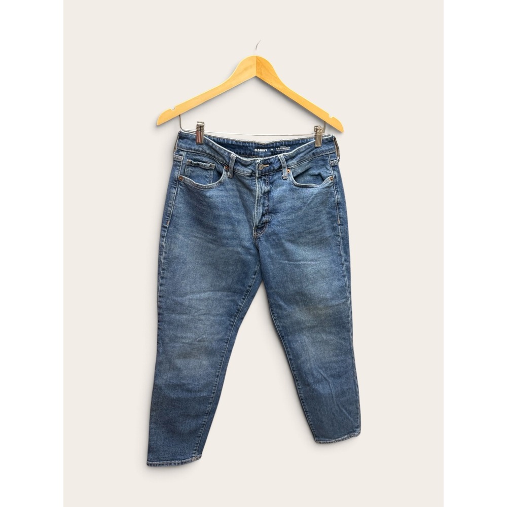 Old Navy Womens 10 High Rise OG Straight Leg Medium Wash Secret Slim Pockets